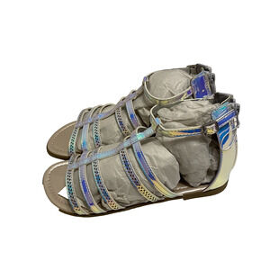 The Children's Place Girls Holographic Strappy Gladiator Sandals Youth Size 3
